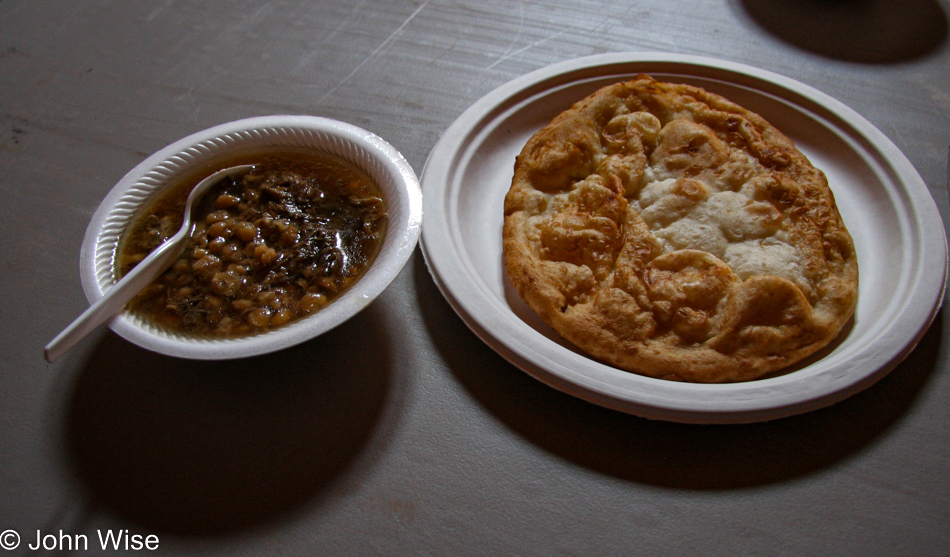 Mutton stew and fry bread at Monument Valley, Arizona