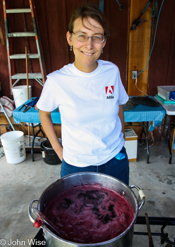 Caroline Wise attending a dyeing workshop in Blue, Arizona