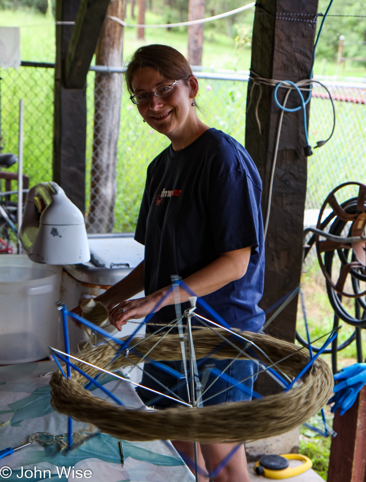 Caroline Wise attending a Dyeing Workshop in Blue, Arizona