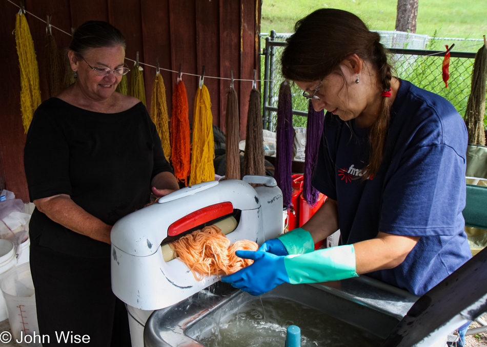 Sandy and Caroline Wise attending a Dyeing Workshop in Blue, Arizona