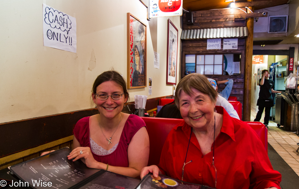 Caroline Wise and Jutta Engelhardt at Daikokuya Ramen Shop in Little Tokyo Los Angeles, California