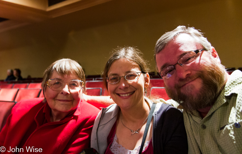 Jutta Engelhardt, Caroline Wise, and John Wise at the Shrine Auditorium in Los Angeles, California