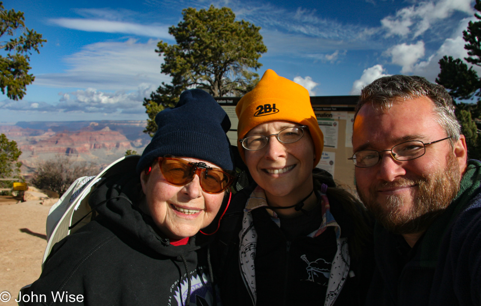 Jutta Engelhardt, Caroline Wise, and John Wise at the Grand Canyon National Park, Arizona