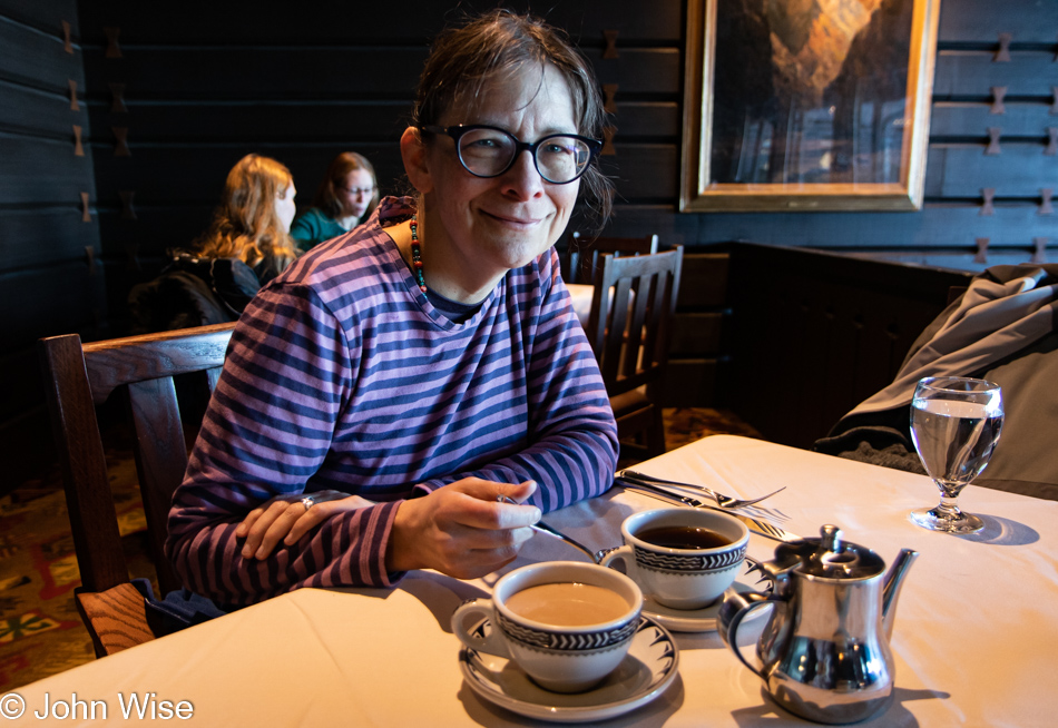 Caroline Wise at the El Tovar in the Grand Canyon National Park, Arizona