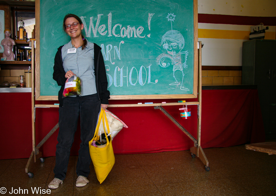 Caroline Wise at Yarn School in Harveyville, Kansas