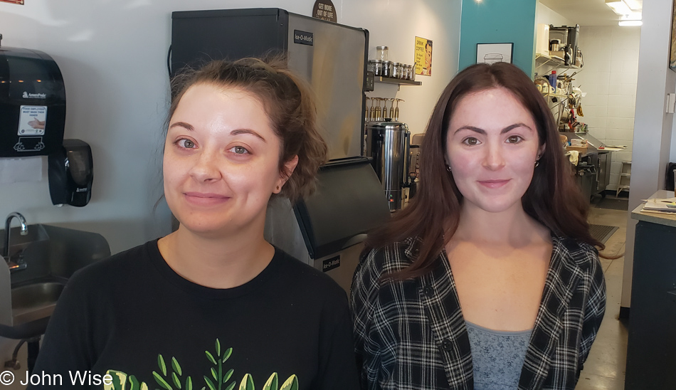 Dakotah Mein (barista) and Natasha Peralta (barista) at King Coffee Roastery in Phoenix, Arizona