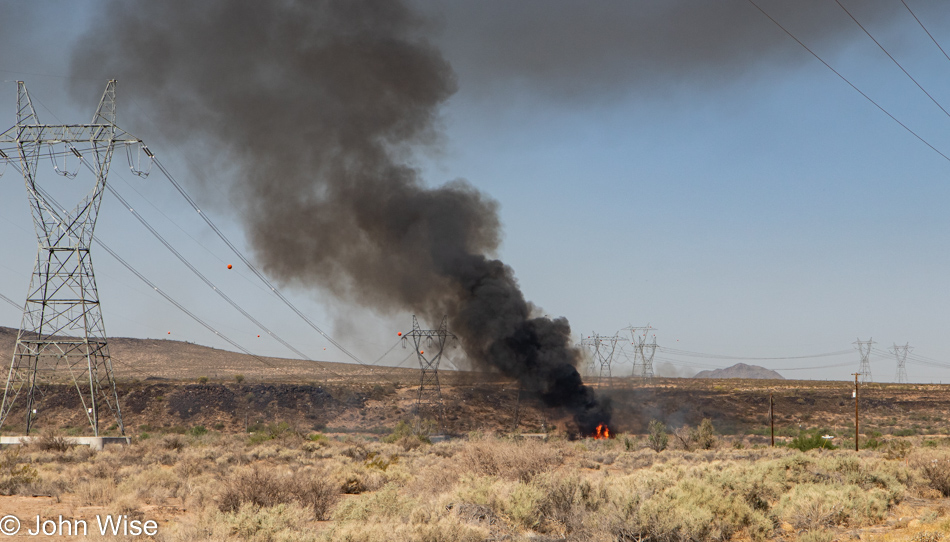 Fire near Gillespie Dam in Arlington, Arizona