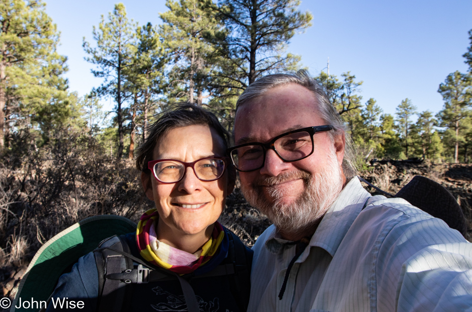 Caroline Wise and John Wise on the El Calderon Trail at El Malpais National Monument in New Mexico