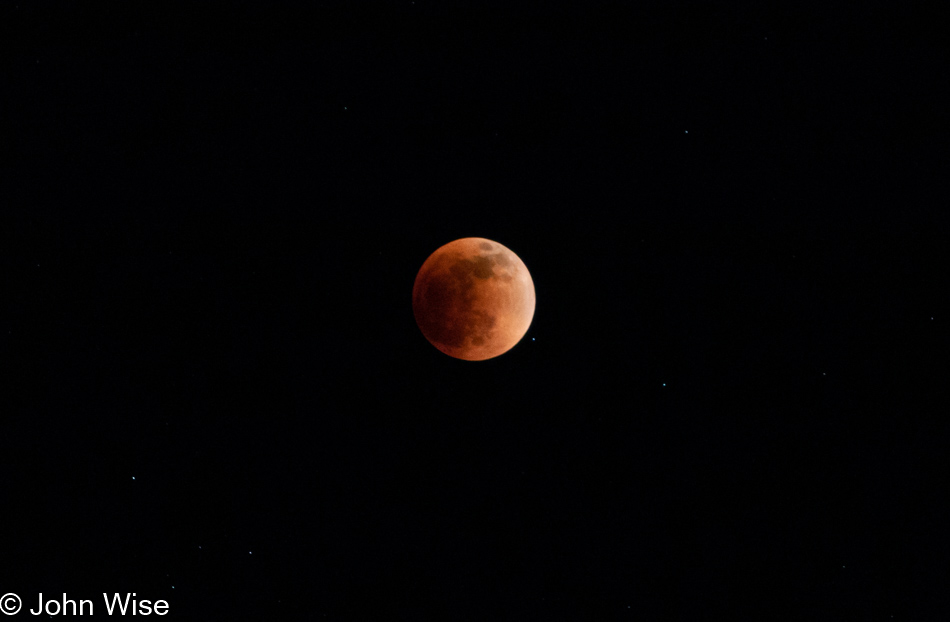 Total Lunar Eclipse producing a "Blood Moon" as seen from Fountain Hills, Arizona