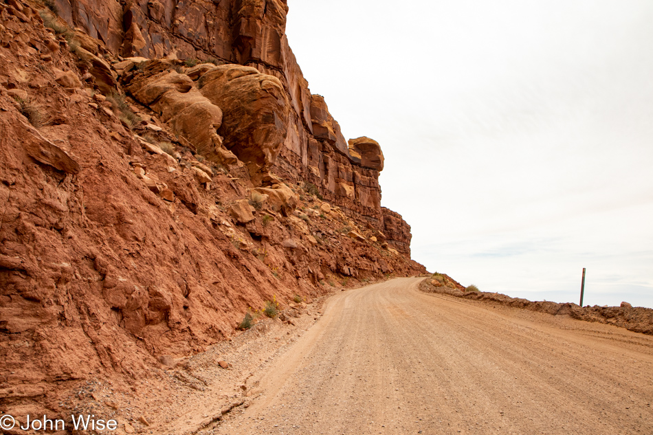 Heading up the Mokee Dugway in Mexican Hat, Utah