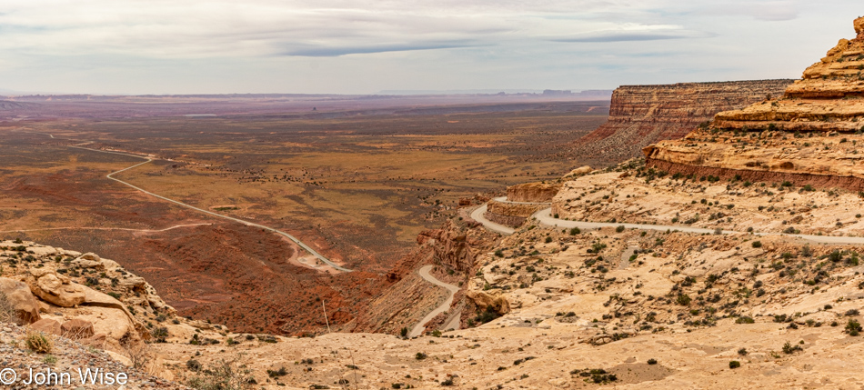 Heading up the Mokee Dugway in Mexican Hat, Utah