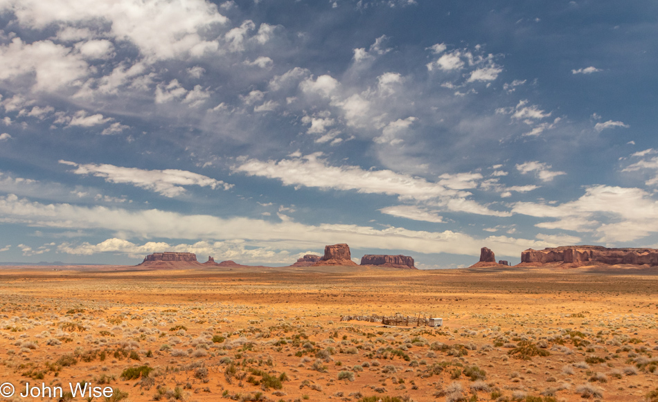 Monument Valley in the distance as seen from Mystery Valley on the Arizona Utah State Line