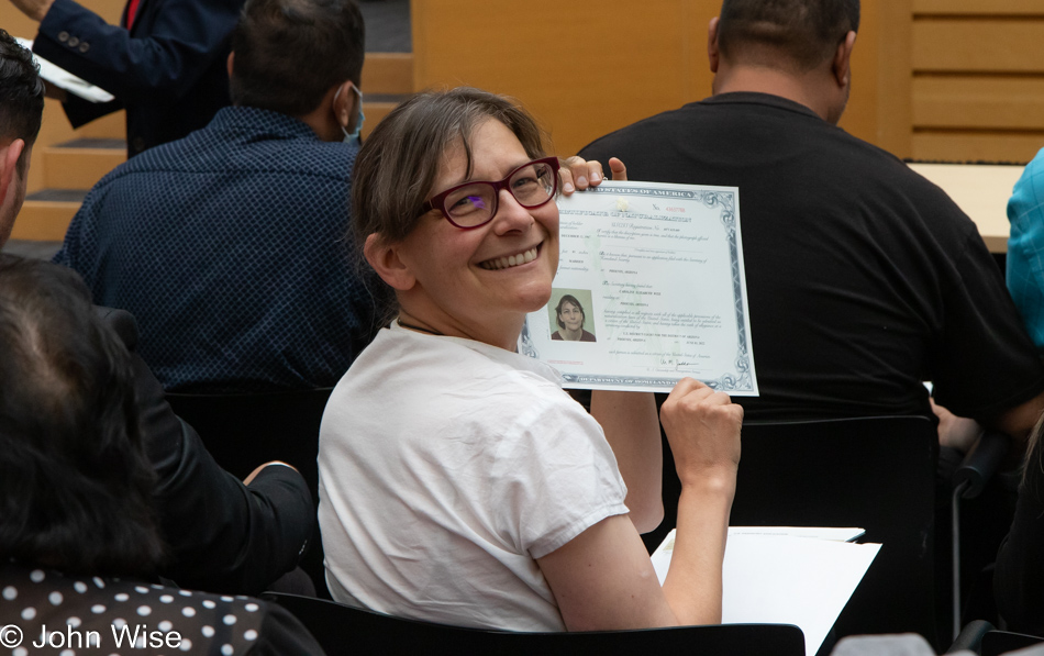 Caroline Wise has become an American Citizen today here in Phoenix, Arizona