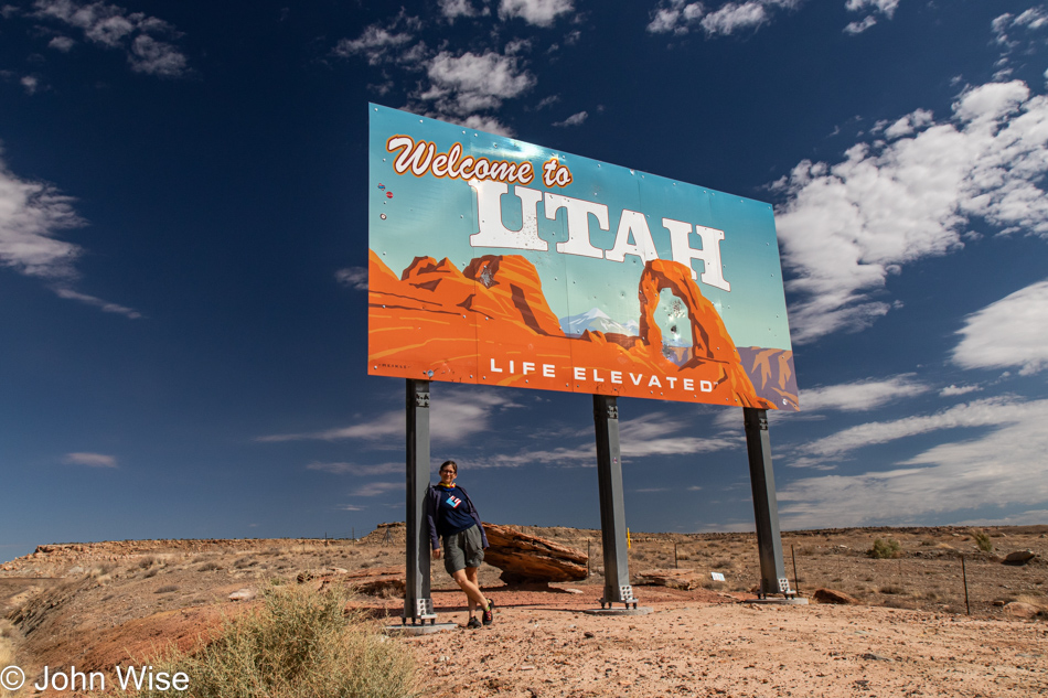 Caroline Wise at the Utah State Line