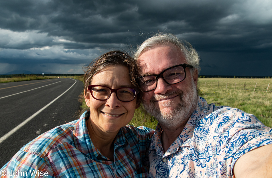 Caroline Wise and John Wise driving south on Lake Mary's Road in Arizona
