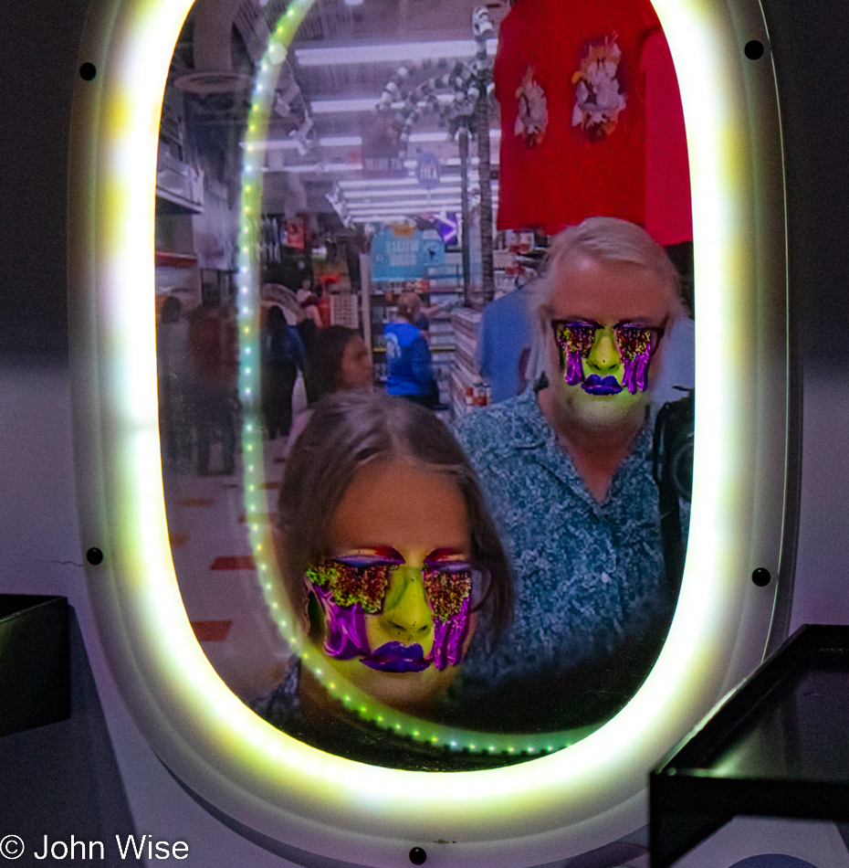 Caroline Wise and John Wise at Meow Wolf's Mega Mart in Las Vegas, Nevada