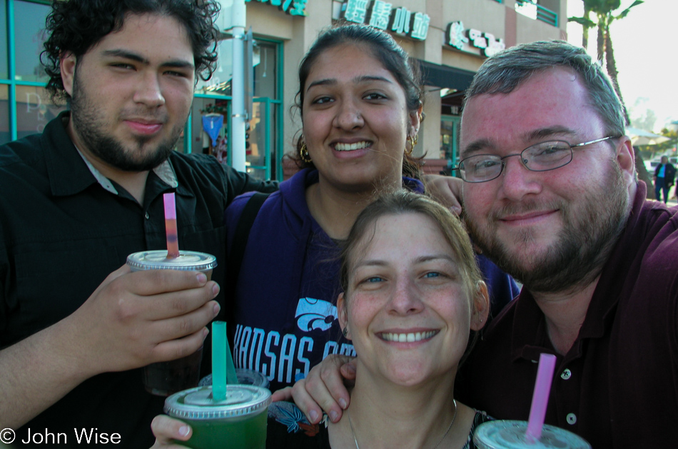 Raenu, Arturito, Caroline Wise and John Wise at Ten Ren Tea Time in Los Angeles, California