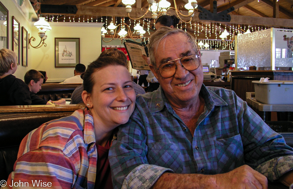 Caroline Wise and Woody Burns at Pea Soup Andersen's in Buellton, California