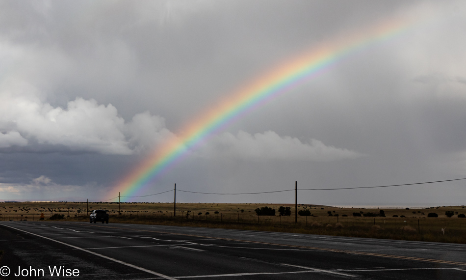Rainbow seen over Highway 89 north of Flagstaff, Arizona