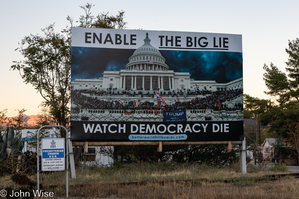 Billboard about The Big Lie entering Miami, Arizona