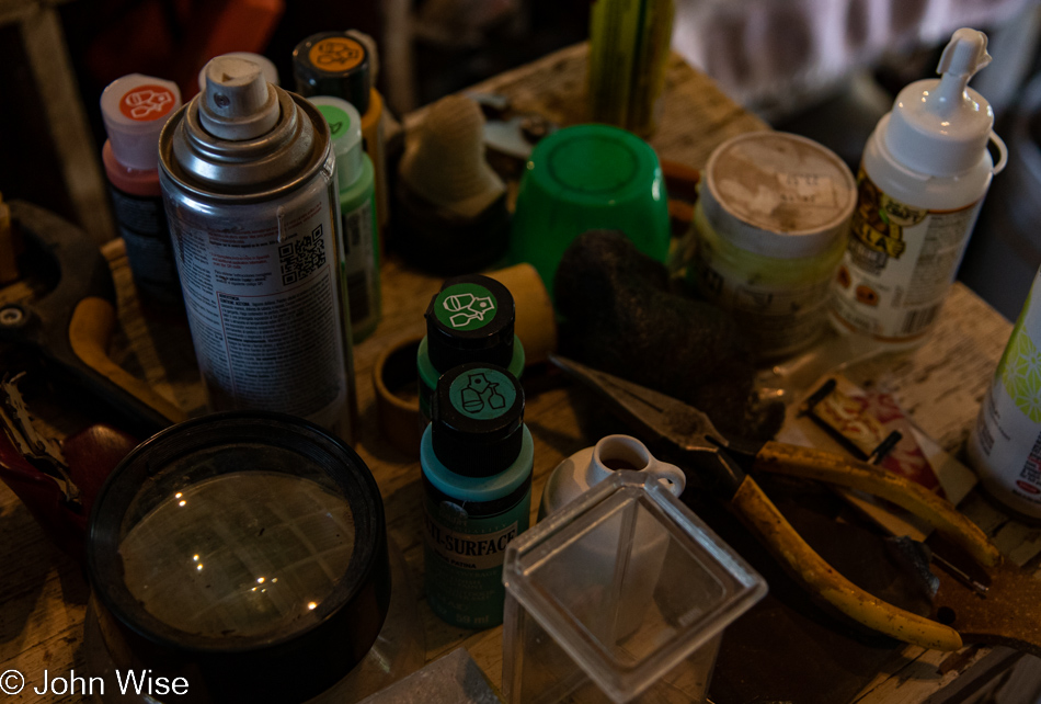 Don Carlos' workspace at Simpson Hotel in Duncan, Arizona