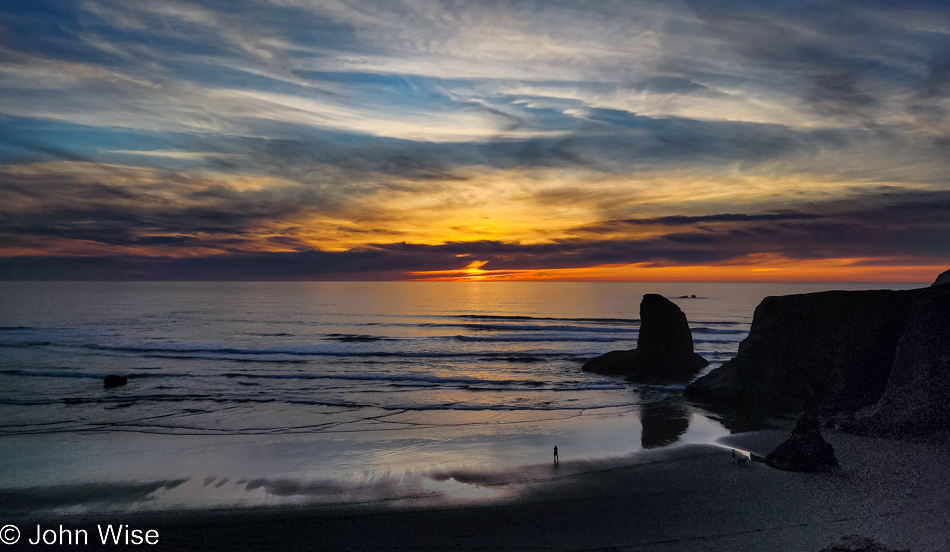 Bandon Beach at sunset in Bandon, Oregon