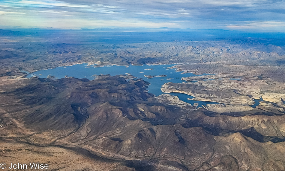Flying over Lake Pleasant in Arizona