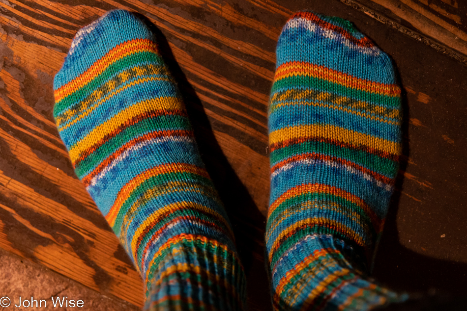 New socks using yarn from Cambria, California worn at Cape Lookout State Park in Tillamook, Oregon