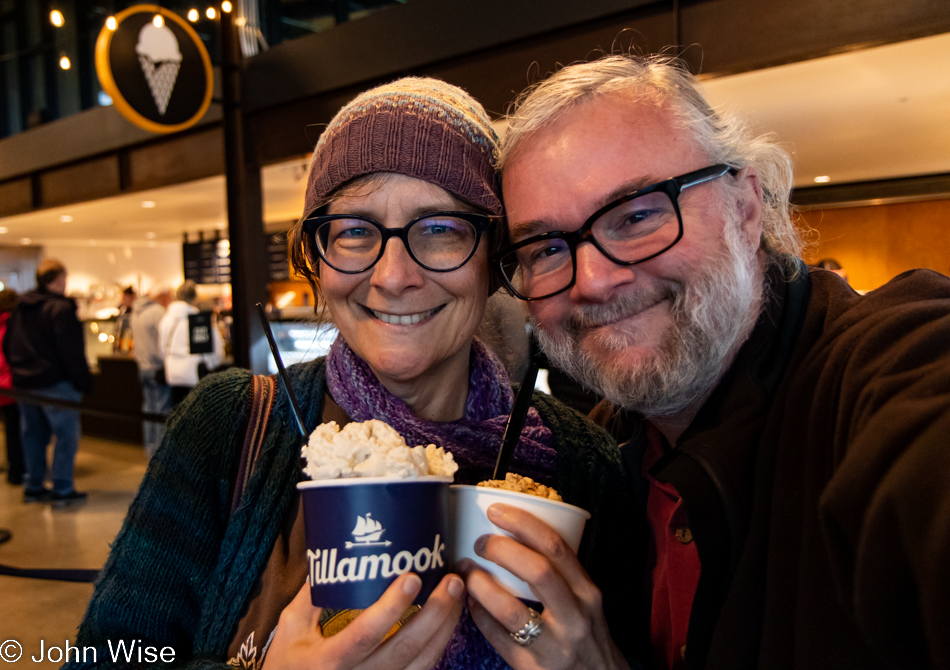 Caroline Wise and John Wise at Tillamook Creamery in Tillamook, Oregon