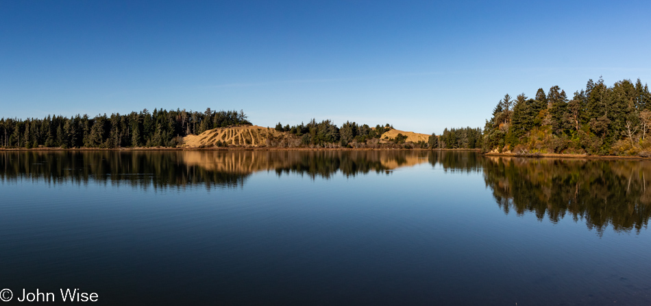 Oregon Dunes seen from the David Dewett Veterans Memorial in North Bend, Oregon