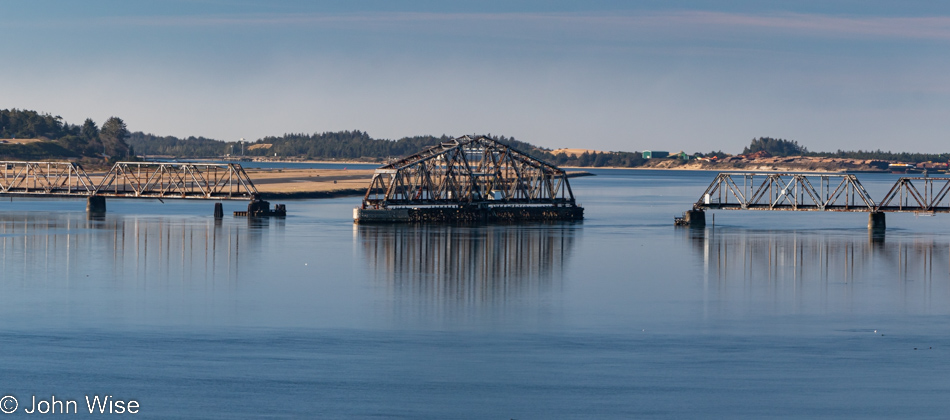 Rail bridge over Coos Bay in North Bend, Oregon