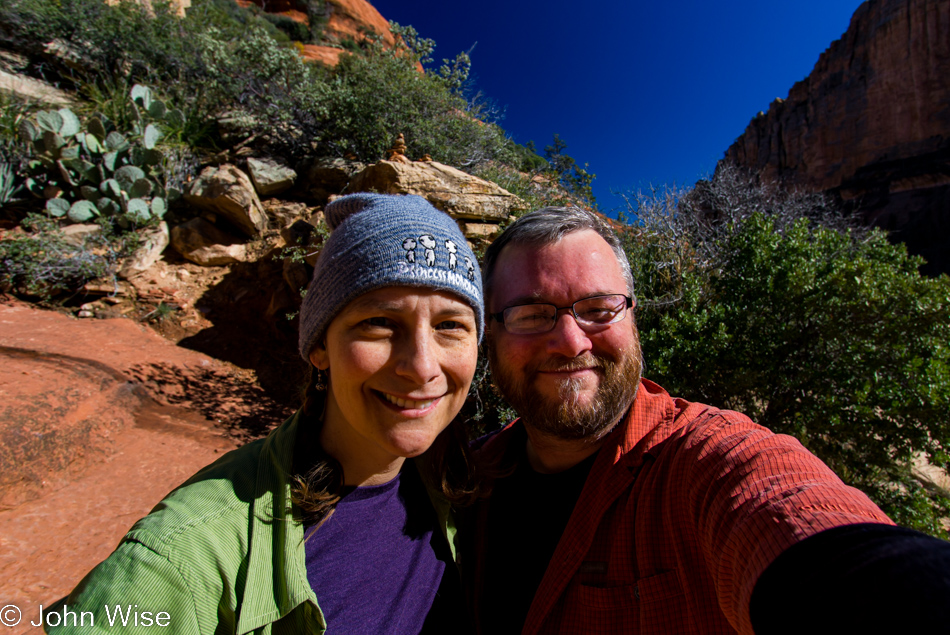 Caroline Wise and John Wise hiking in Sedona, Arizona