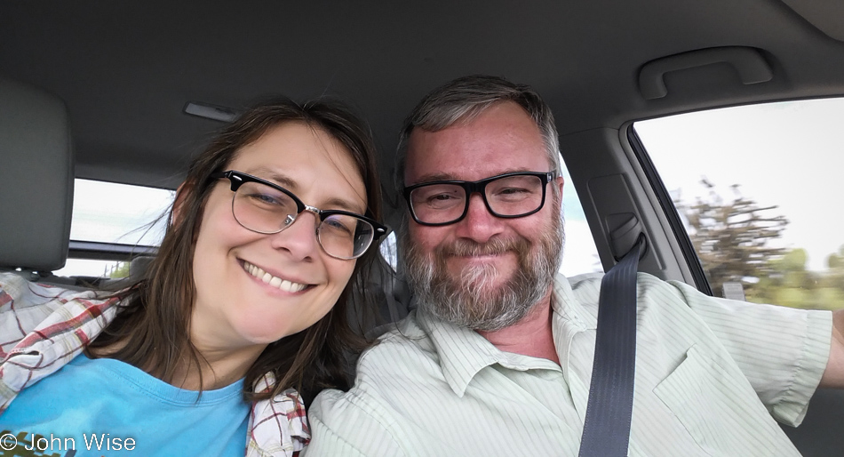 Caroline Wise and John Wise on the road in Arizona