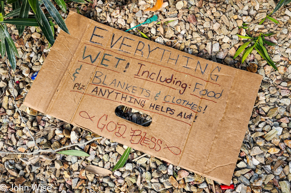 Homeless person's sign