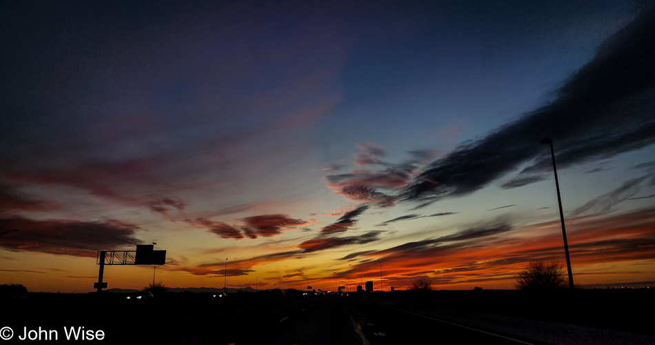 Sunset on Highway 60 in Mesa, Arizona