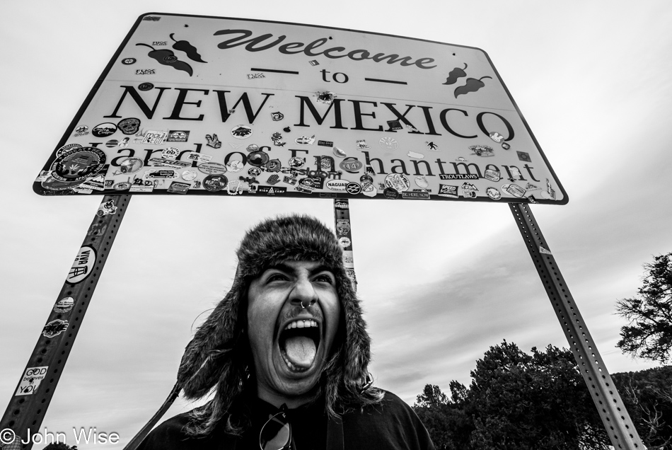 Carlos Guerrero at the New Mexico State Line