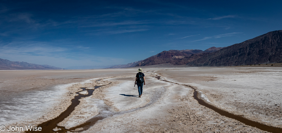 Caroline Wise on the salt pan in Death Valley National Park, California