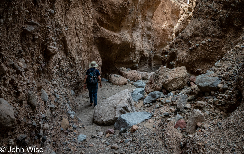 Carolne Wise at Sidewinder Canyon in Death Valley National Park, California