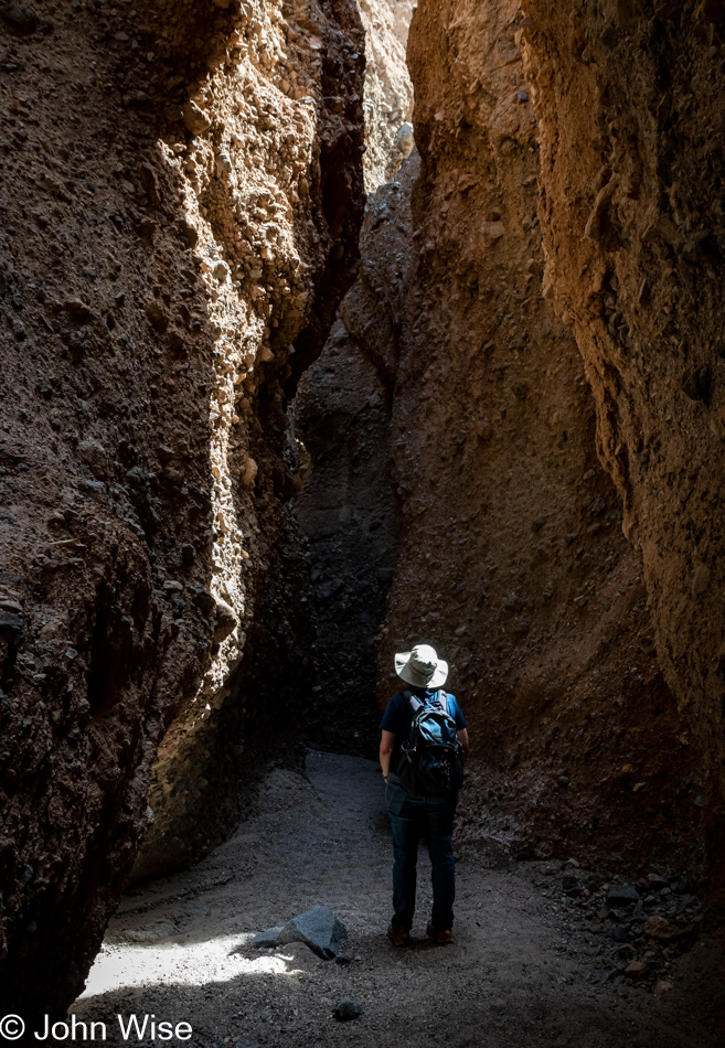 Carolne Wise at Sidewinder Canyon in Death Valley National Park, California