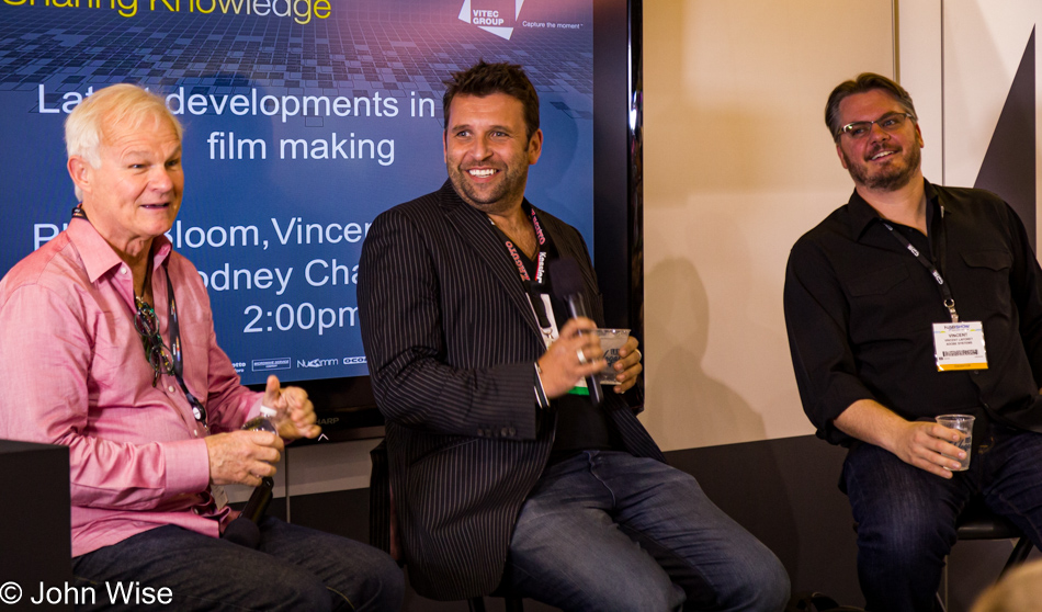 Rodney Charters, Philip Bloom, and Vincent Laforet at NAB in Las Vegas, Nevada