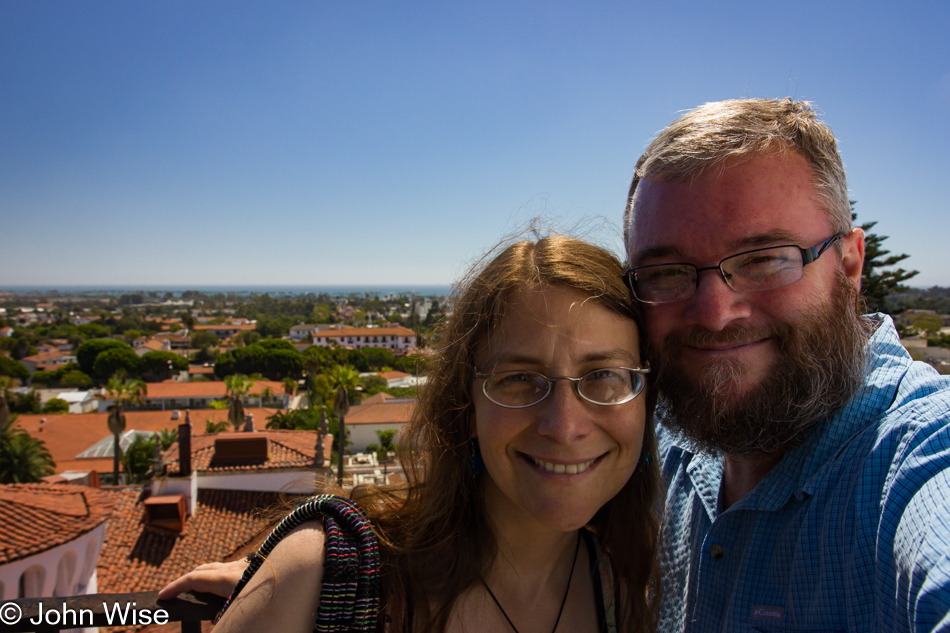 Caroline Wise and John Wise visiting the Courthouse in Santa Barbara, California