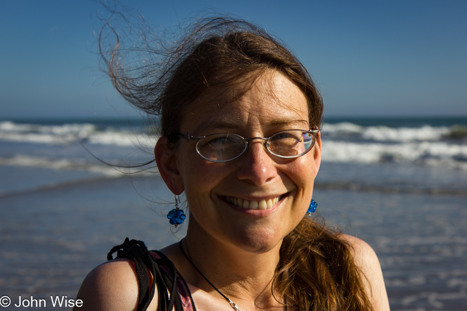 Caroline Wise on beach near Santa Barbara, California