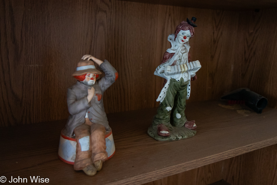 Clown souvenir on the right from Alegre Motel in Quemado, New Mexico