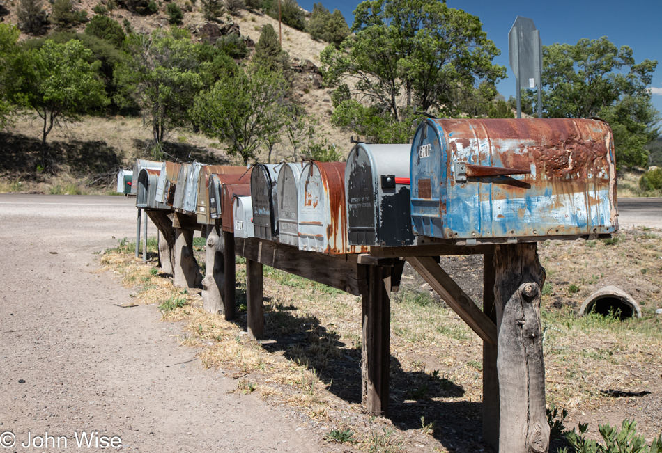 Mailboxes at Apache Creek Store in Apache Creek, New Mexico