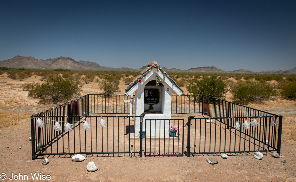 Roadside Memorial near Kohatk, Arizona on the Tohono O'odham Nation