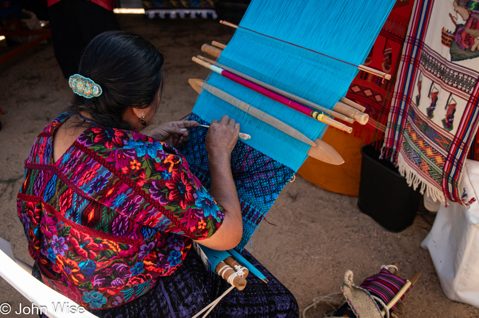Master weaver Lidia Lopez from Guatemala at the International Folk Art Market in Santa Fe, New Mexico