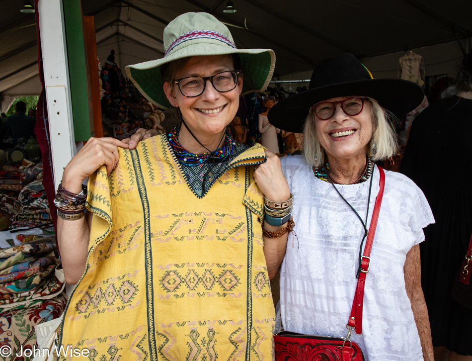 Caroline Wise and Norma Schaefer at the International Folk Art Market in Santa Fe, New Mexico