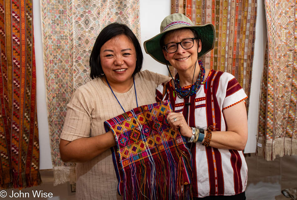 Karma Choden of Bhutan and Caroline Wise at the International Folk Art Market in Santa Fe, New Mexico