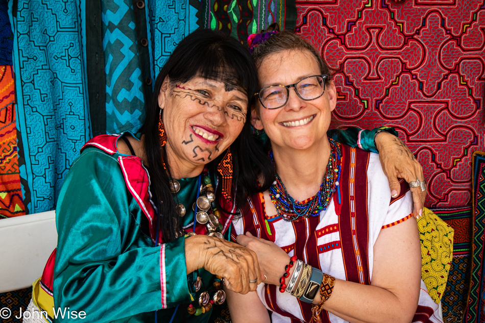 Olinda Silvano of Peru and Caroline Wise at the International Folk Art Market in Santa Fe, New Mexico
