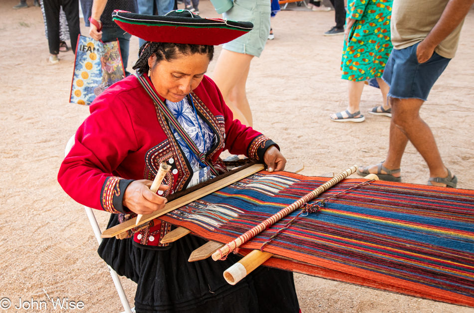Peruvian weaver at the International Folk Art Market in Santa Fe, New Mexico